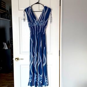 Jon & Anna teal with white floral midi dress